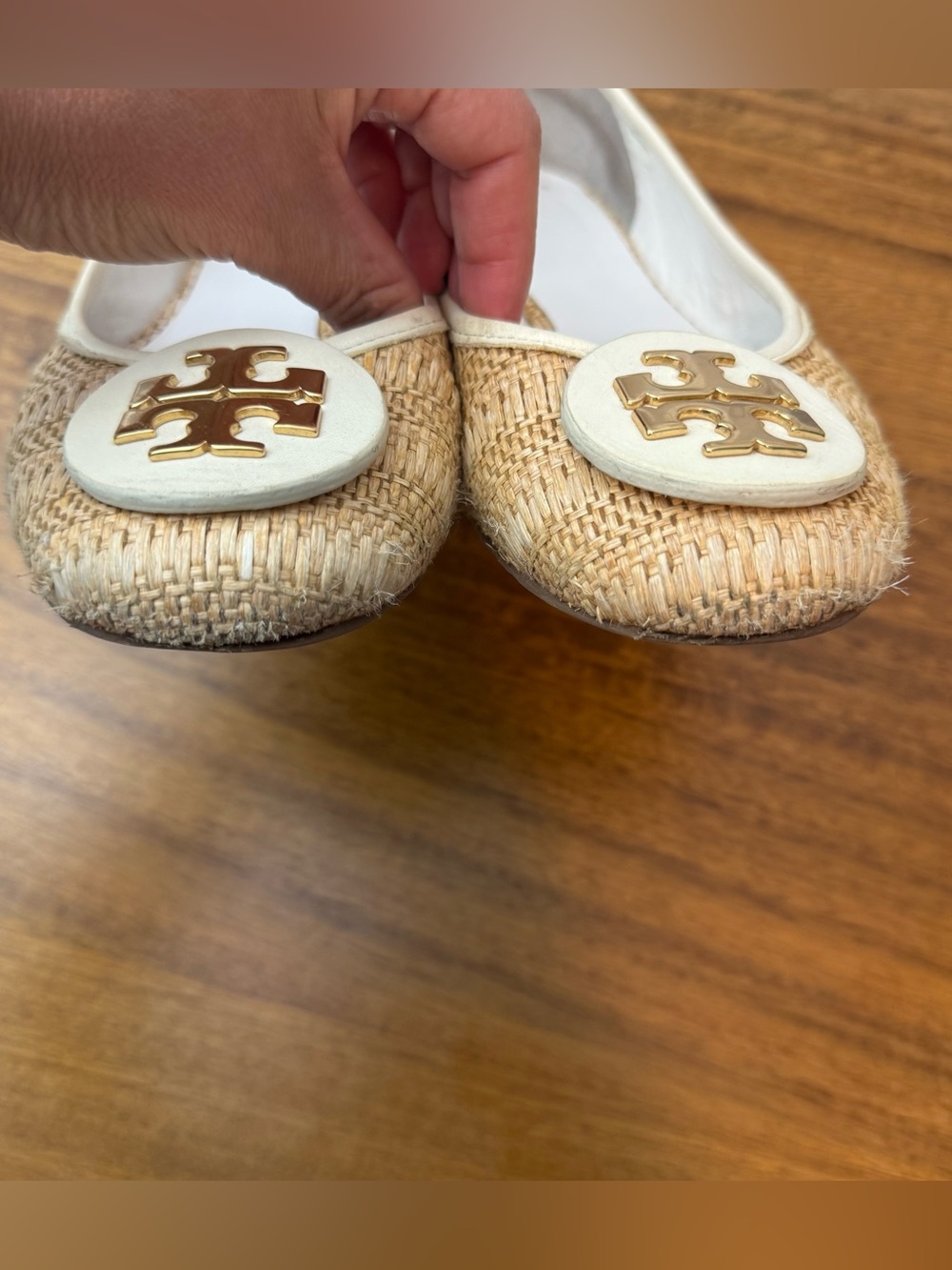 Tory Burch Reva Raffia Straw Ballet Flats Size 9 - Picture 2 of 9